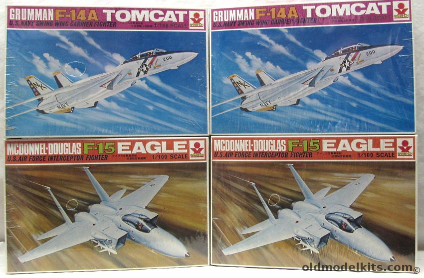 Sanshon 1/144 (2) F-15 Eagle and (2) F-14A Tomcat Fighters, 7510 plastic model kit